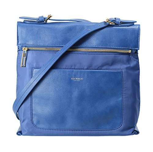 Isaac Mizrahi Womens Fashion Designer Handbags Womens Joan Nylon Leather Crossbody Bag Navy Blue