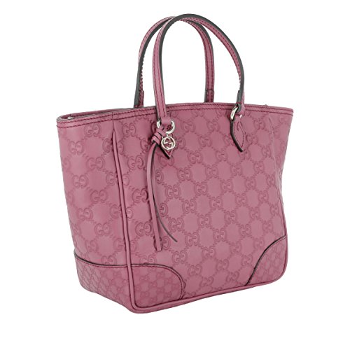 Gucci Peonia Pink Purple Bree Guccissima Leather Small Shopping Tote Bag
