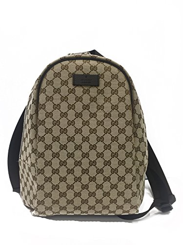 Gucci Handbag (Backpack) Beige Canvas and Brown Leather