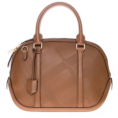 Burberry Women’s Small Soft Check Orchard Bowling Bag Tan