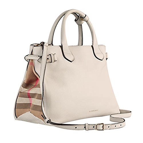 Tote Bag Handbag Authentic Burberry Medium Banner in Leather and House Check Natural Item 39589791