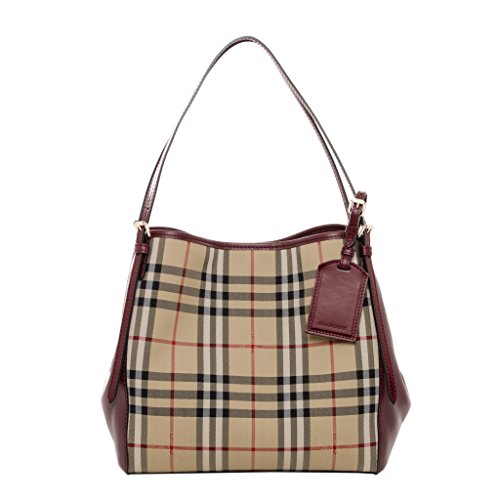 Burberry Women’s Small Canter in Horseferry Check and Leather Beige Wine
