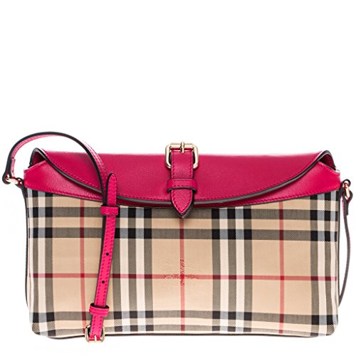 Burberry Women’s Horseferry Check Small Leah Clutch Bag Beige Pink