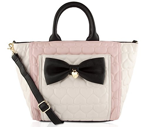 Betsey Johnson Large Quilted Bow Tote Bag – Blush