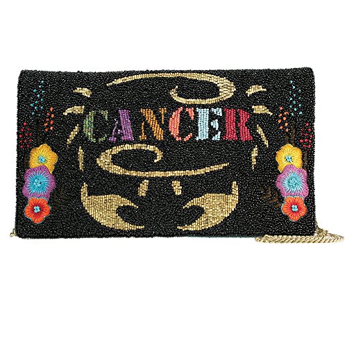 Mary Frances Horoscope Cancer Zodiac Clutch Black Beaded Bag