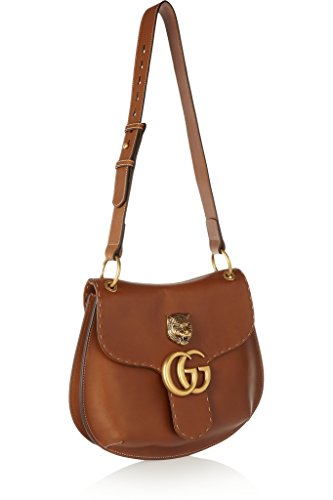 GUCCI GG MARMONT LEATHER SHOULDER BAG Brown Tiger Authentic New