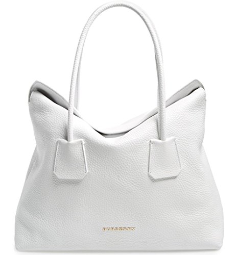 Burberry Women’s Grainy Leather Medium Baynard White Tote Handbag