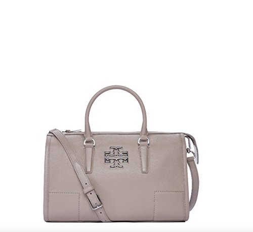 Tory Burch Britten Satchel Large Leather Bag – French Grey