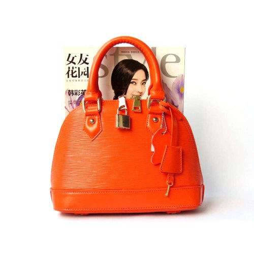 Piggy2gether – Water Ripples Cowhide Genuine Leather Women Handbag (Orange)