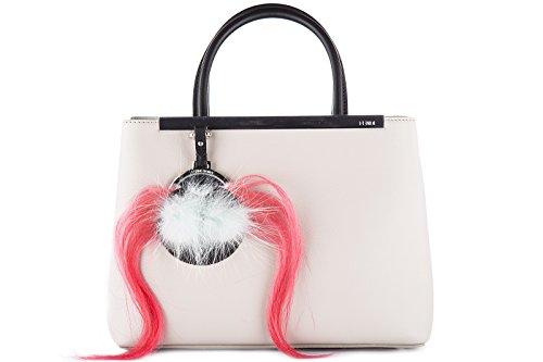 Fendi women’s leather handbag shopping bag purse petite 2jours occhi tristi grey
