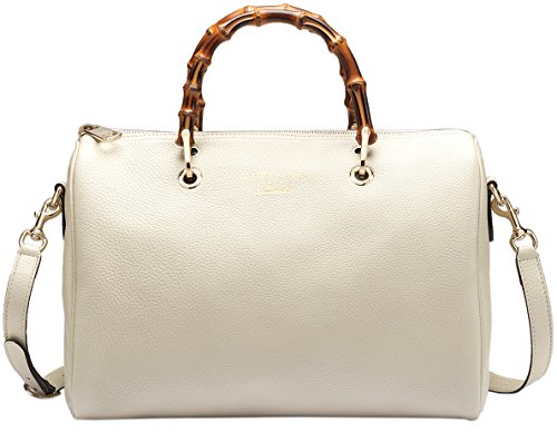 Gucci White Bamboo Shopper Leather Tote Bag