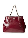 Coach Peyton Sherry Red Patent Leather Chain Tote