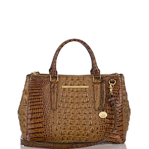 BRAHMIN Genuine Leather Small Lincoln Satchel Toasted Almond