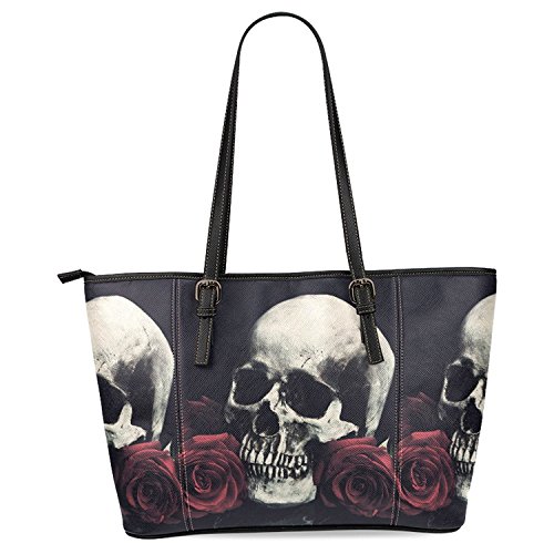 InterestPrint Sugar Skull Women’s Leather Tote Shoulder Bags Handbags