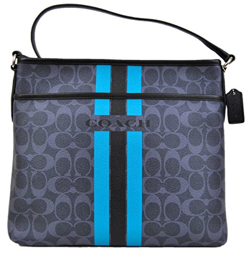 Coach Women’s Varsity Stripe File Crossbody Bag Handbag (Demin/Black)
