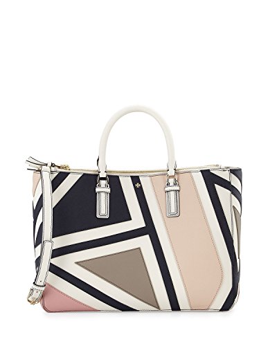 Tory Burch Robinson Fret-Patchwork Tote Bag, New Ivory Multi