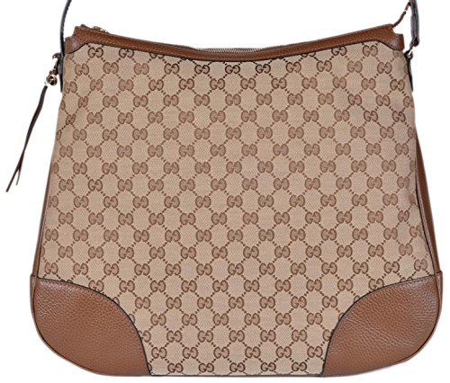 Gucci Women’s Large Bree Canvas Leather Hobo Handbag (Beige/Brown)