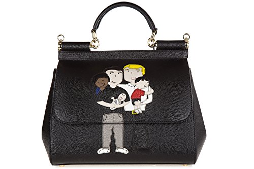 Dolce&Gabbana women’s leather handbag shopping bag purse sicily dauphine patch b
