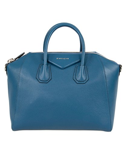 Givenchy Antigona Sugar Goatskin Leather Satchel Bag | Teal Blue with Silver Hardware | Medium