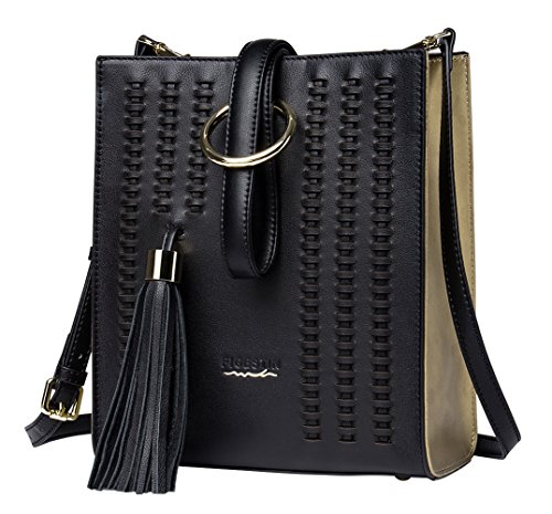 FIGESTIN Women Leather Crossbody Bag Special Black Shoulder purse Messenger Bags