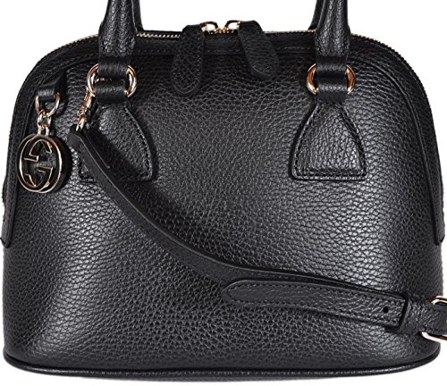Gucci Women’s Leather 2 Way Convertible GG Charm Small Dome Purse (Black)
