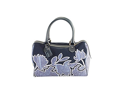 Etro Womens Duffel Bag Tote Blue Leather