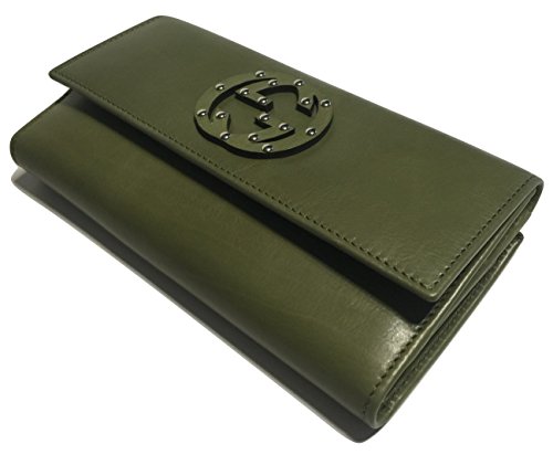 Gucci 231843 Washed Softcalf Green Tea Leather Continental Wallet Clutch
