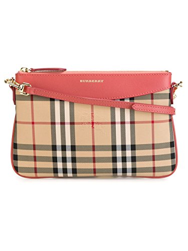 Burberry Horseferry Check And Leather Clutch Bag