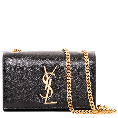 Saint Laurent Women’s Small Monogram Textured Crossbody Black