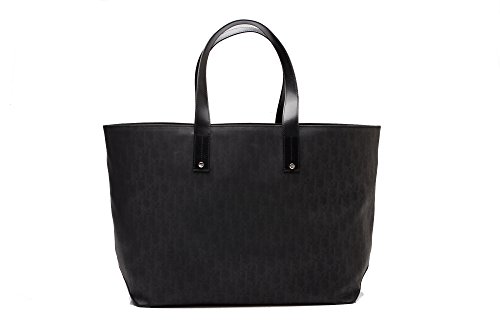 Christian Dior Large Beach Bag Black Coated Leather Tote Handbag