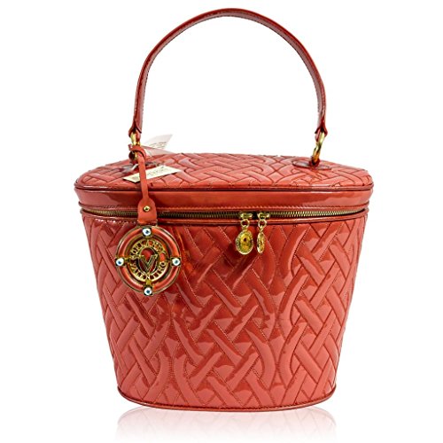 Valentino Orlandi Italian Designer Hermes Red Quilted Patent Leather Handbag