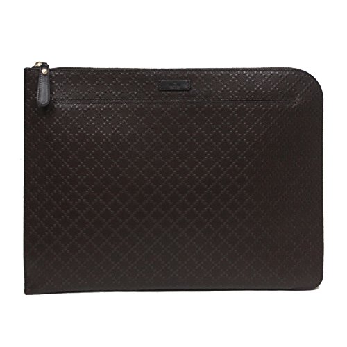 Gucci Diamante Leather Zip Portfolio Briefcase Bag 368564 2044 Brown