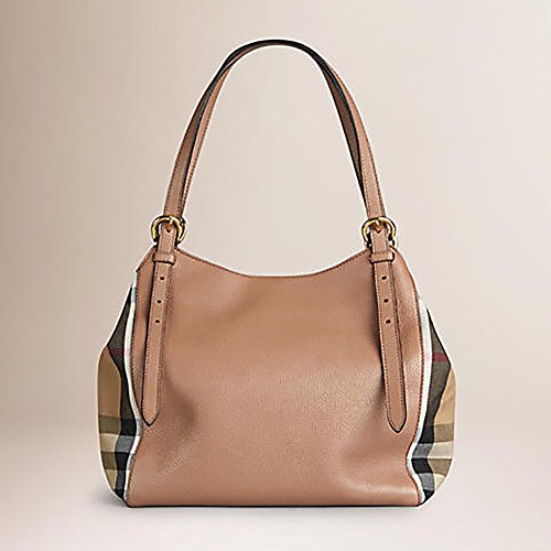 Tote Bag Handbag Authentic Burberry Small Canter in Leather and House Darksand Made in Italy