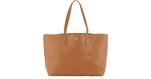 Tory Burch Perry Leather Tote Bag, Bark/Light Gold