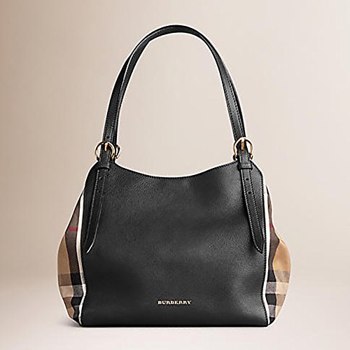 Tote Bag Handbag Authentic Burberry Small Canter in Leather and House Black Color Made in Italy