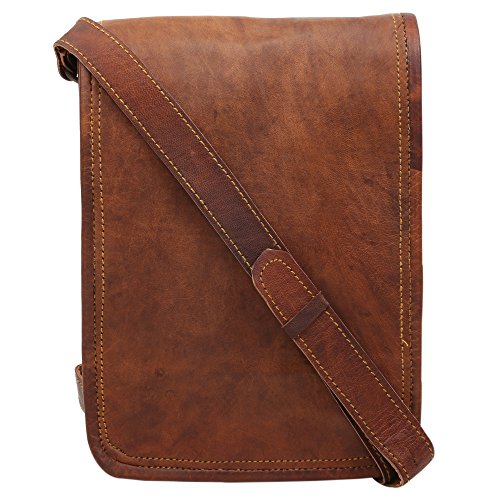 “Handcraft” “Aliza” Brown Genuine Leather Unisex Satchel Messenger Sling Bag