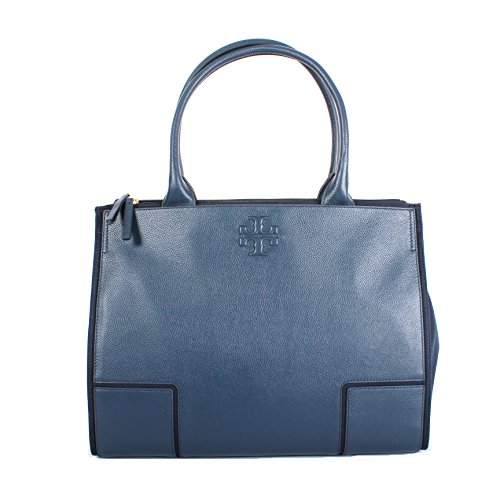 Tory Burch Ella Canvas Leather Tote Hudson Navy