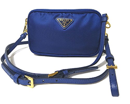 Prada 1N1861 Tessuto Nylon and Leather Crossbody Bag Azzurro Bright Blue
