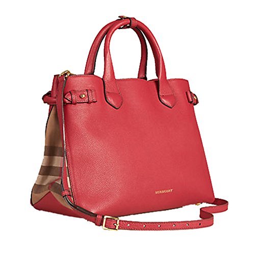 Tote Bag Handbag Authentic Burberry Medium Banner in Leather and House Check Russet Red Item 39807951