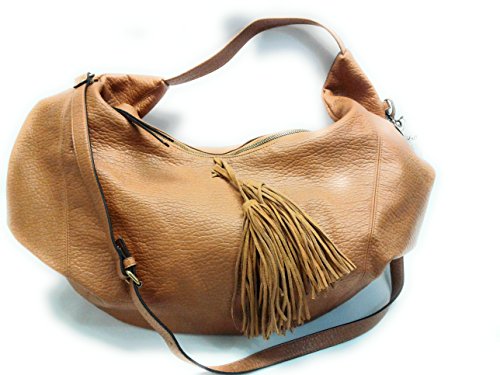 DV Women’s Faux Leather Hobo Handbag with Tassel Detail and Zip Closure