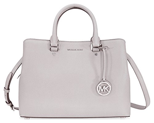 Michael Kors Savannah Medium Leather Satchel – Pearl Grey