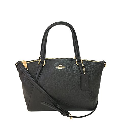 Coach Pebble Leather Mini Kelsey Satchel Crossbody Handbag, Black