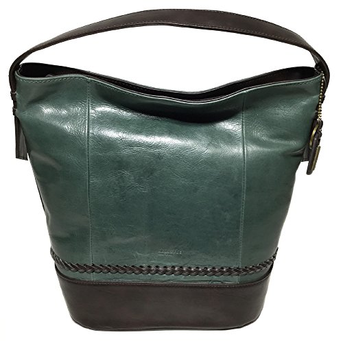 Tignanello Classic Boho Vintage Leather Bucket Bag, Juniper/Brown