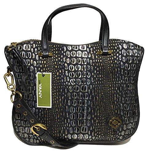 orYANY Woman’s Leather Satchel, Embossed Black/Gold