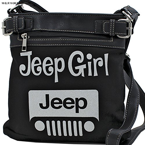 Cowgirl West Jeep Girl Glittering Concealed Carry Gun Cross Body Messenger Bag Purse Black white