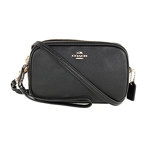 Coach Pebbled Crossbody Clutch, Light Gold/Black