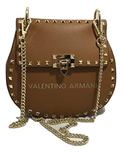 VALENTINO ARMANI Italian Fashion Designer. Luxury Brand. Shoulder Crossbody Calf Leather Handbag