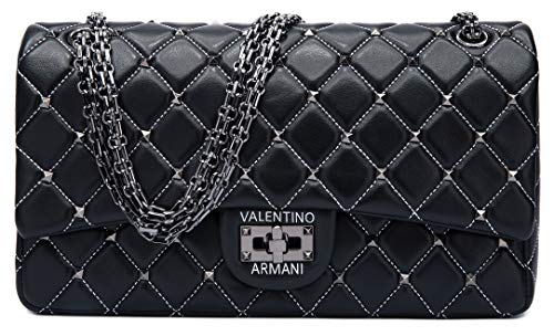 VALENTINO ARMANI Italian Fashion Designer. 100% Lamb Leather in&out. Luxury Shoulder Crossbody Handbag