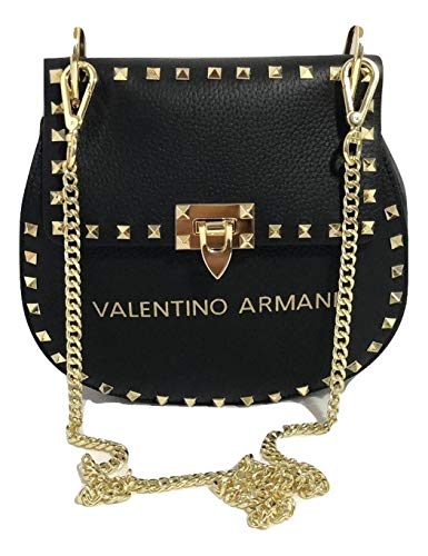 VALENTINO ARMANI Italian Fashion Designer. Luxury Brand. Shoulder Crossbody Calf Leather Handbag