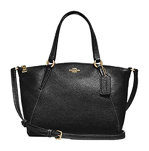 Coach Pebble Leather Mini Kelsey Satchel Crossbody Handbag F28994 Black/Imitation Gold